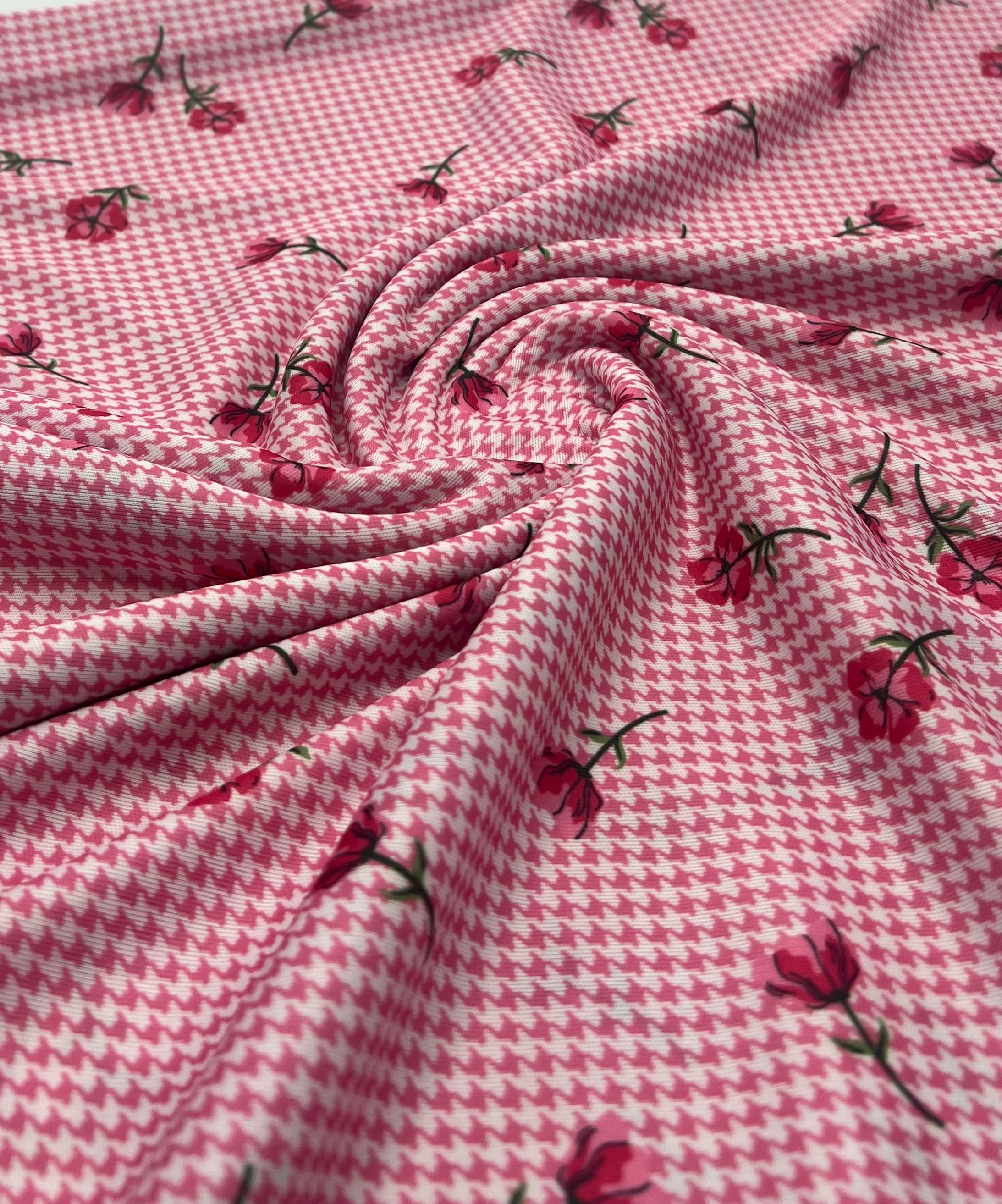 Pink Flower Floral Lightweight Stretch Fabric