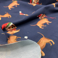 Santa Dogs French Terry Loopback Cotton Jersey Lycra 4 Way Stretch