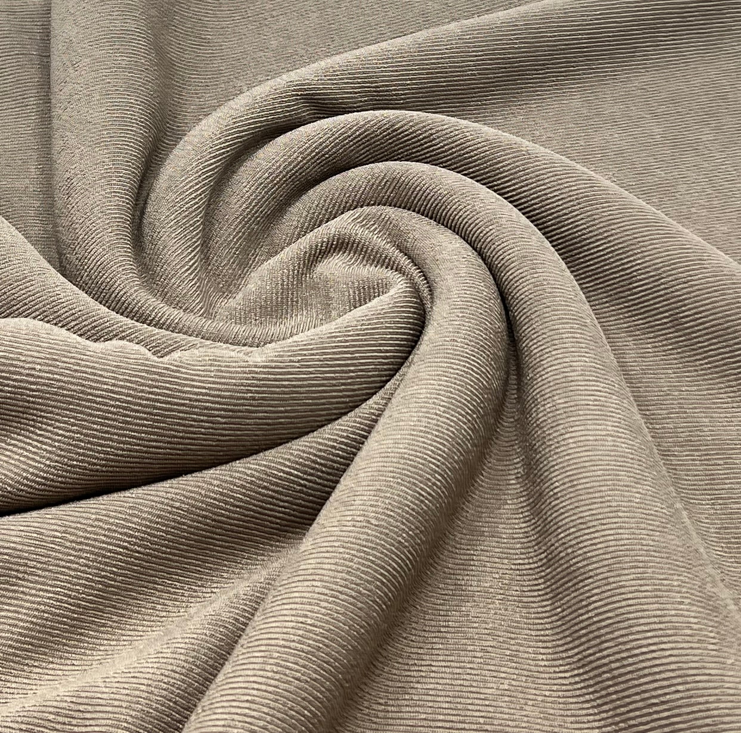 Mushroom Brown Fine Rib Stretch Fabric