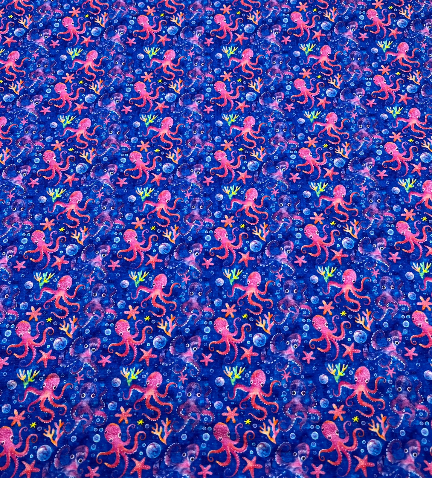 Octopi Print Cotton Stretch Jersey 200 GSM 95/5 Lycra 4 Way Stretch