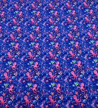 Octopi Print Cotton Stretch Jersey 200 GSM 95/5 Lycra 4 Way Stretch