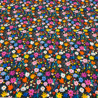 Bright Multi Floral Print Cotton Needlecord Non Stretch Fabric