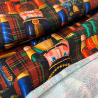 Festive Nutcracker French Terry Loopback Cotton Jersey Lycra 4 Way Stretch
