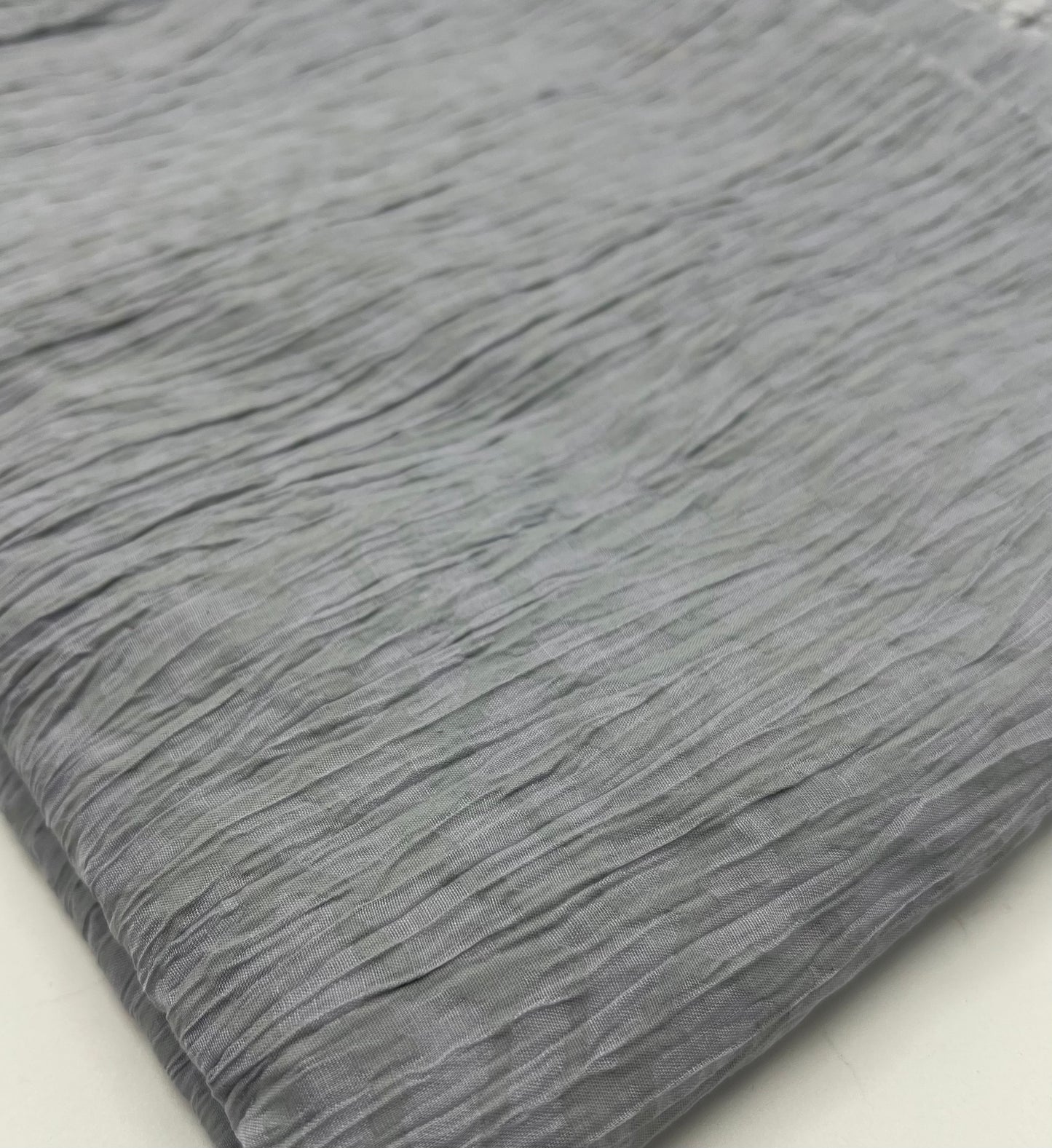 Grey Detailed Crinkled Lightweight Non Stretch Fabric
