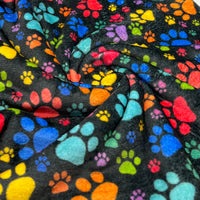 Rainbow Paw Prints Cuddle Fleece Fabric Blanket Loungewear