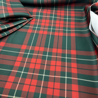 Burgundy Check Scuba Foam 3D Mono Jersey Fabric 2 Way Stretch