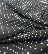 Black Silver Square Printed Chiffon Dress Fabric