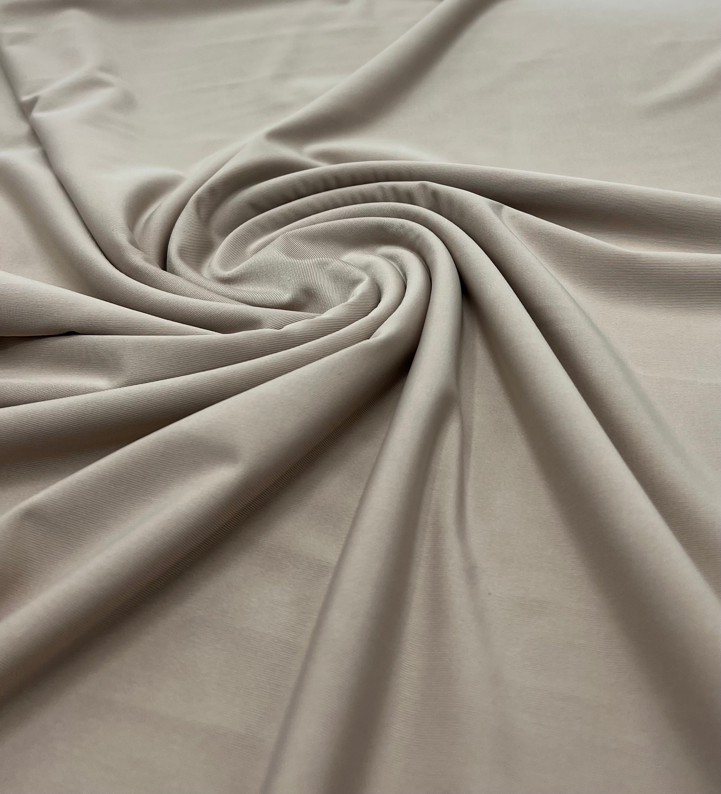 Stone Plain Shiny Soft Touch Slinky 4 Way Stretch Fabric