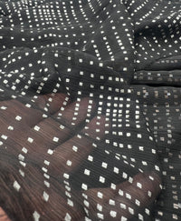 Black Silver Square Printed Chiffon Dress Fabric