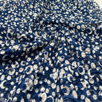 Blue & Cream Abstract Spot Fabric Stretch