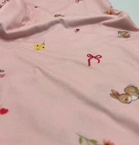 Easter Bunny Heart Super Soft Print Spun Poly Stretch Fabric