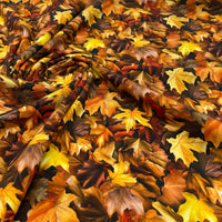 Brown Leaves Print Cotton Jersey 200 GSM 95/5 Lycra 4 Way Stretch