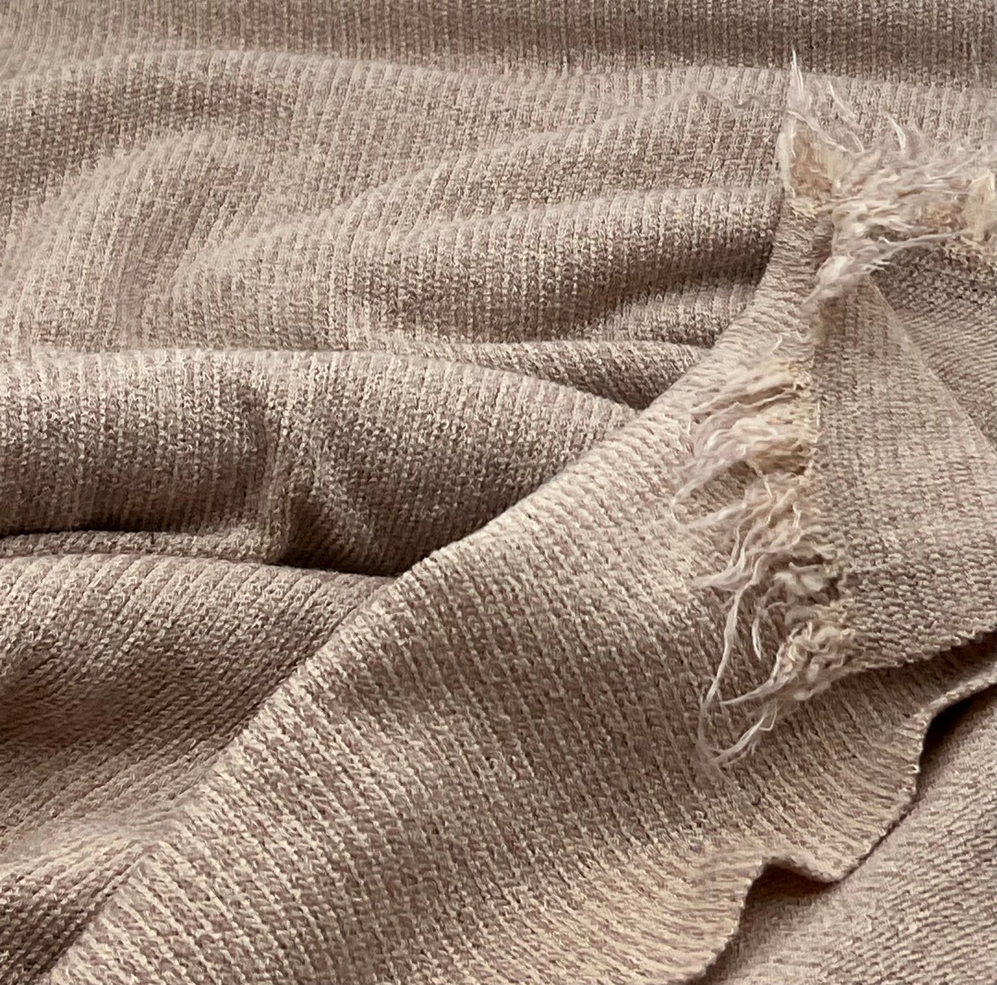 Stone Soft Brushed Cosy Fine Rib Stretch Fabric
