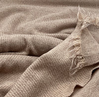 Stone Soft Brushed Cosy Fine Rib Stretch Fabric