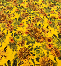 Mustard Floral Lightweight Crepe Fabric 150GSM Non Stretch