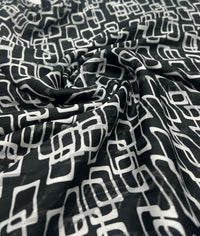 Black White Rectangles Printed Chiffon Dress Fabric