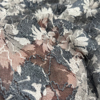 Light Grey Ivory Floral Lace Fabric Stretch