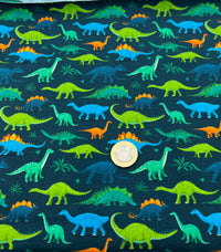 Dinosaurs Print Cotton Stretch Jersey 200 GSM 95/5 Lycra 4 Way Stretch