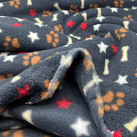 Paw Bone Printed Anti-Pil Polar Fleece Fabric Blanket Loungewear