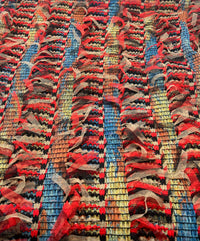 Colorful Mix Textured Mesh Tassel Fabric 2 Way Stretch