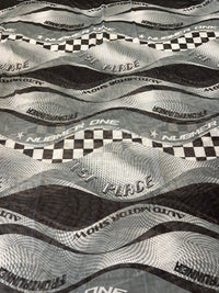 Black Grey Racing Print Mesh Fabric Stretch