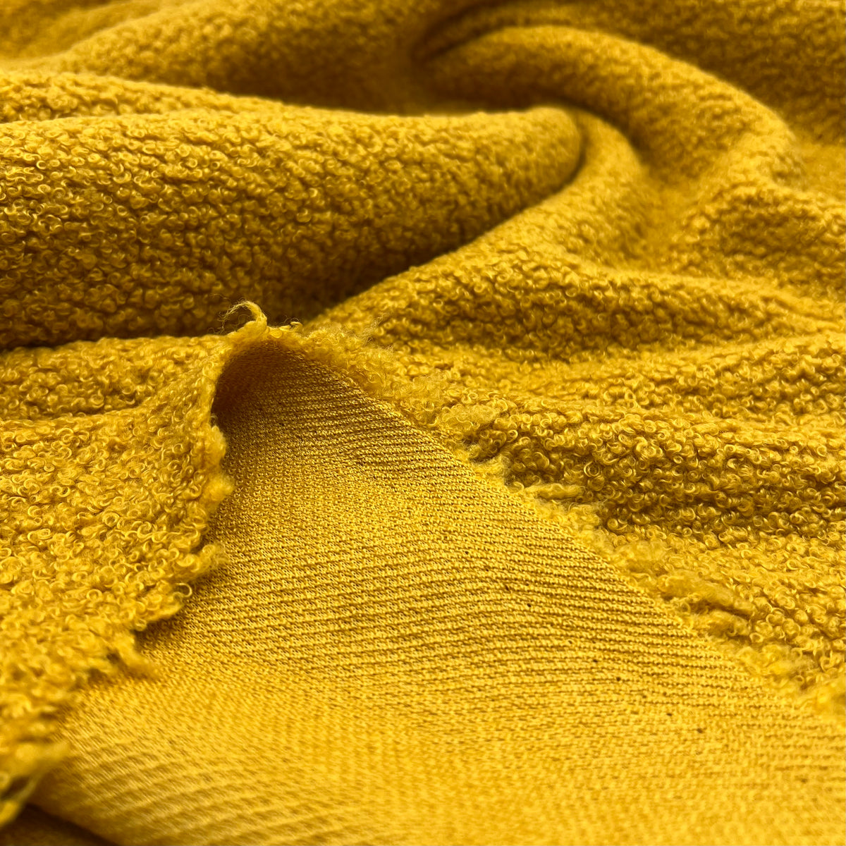 Ochre Mustard Luxury Sherpa Curl Fleece Fluffy Faux Fur Fabric