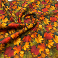 Leaf Print Cotton Needlecord Non Stretch Fabric