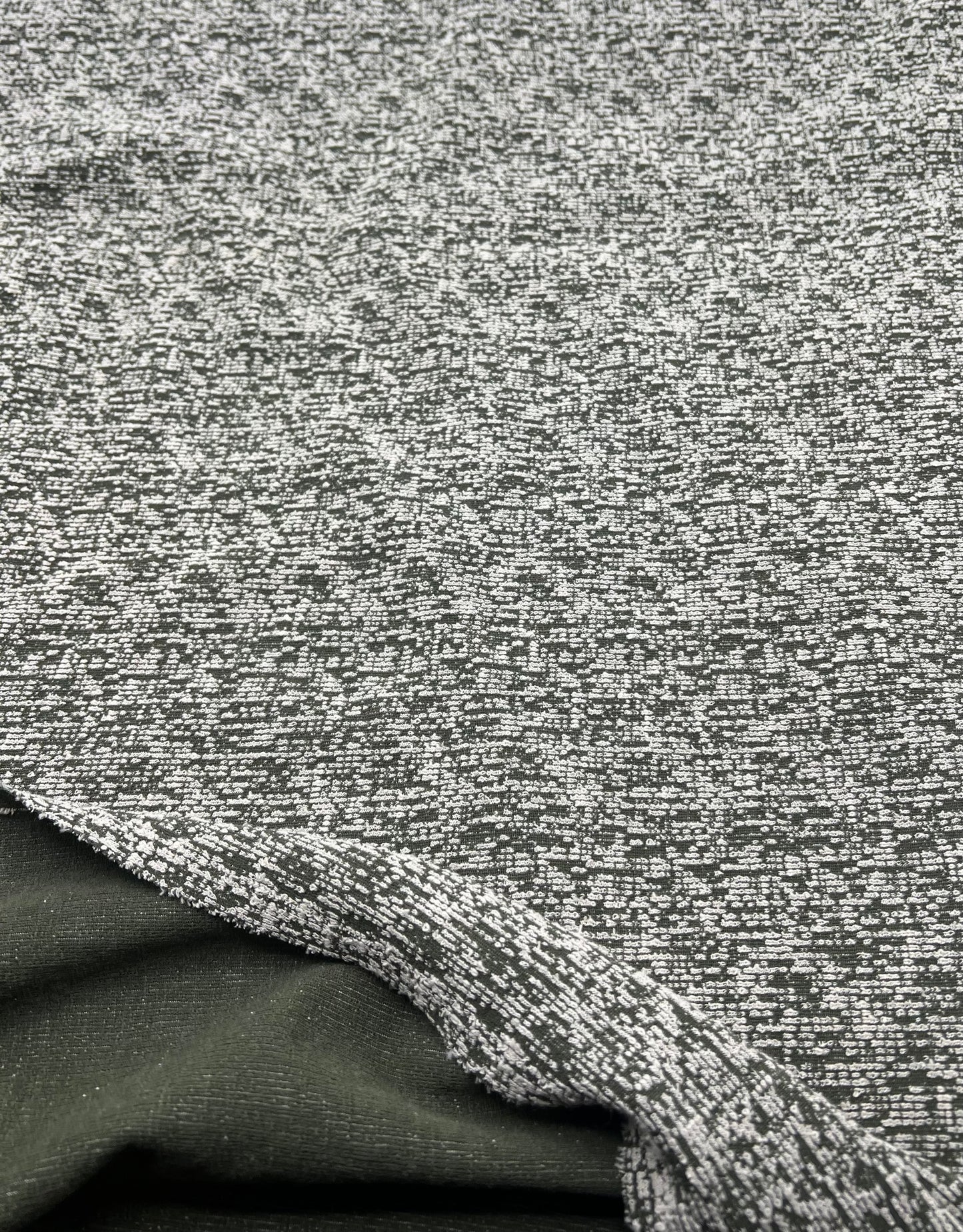 Khaki White Slubbed Knit Textured Stretch Fabric