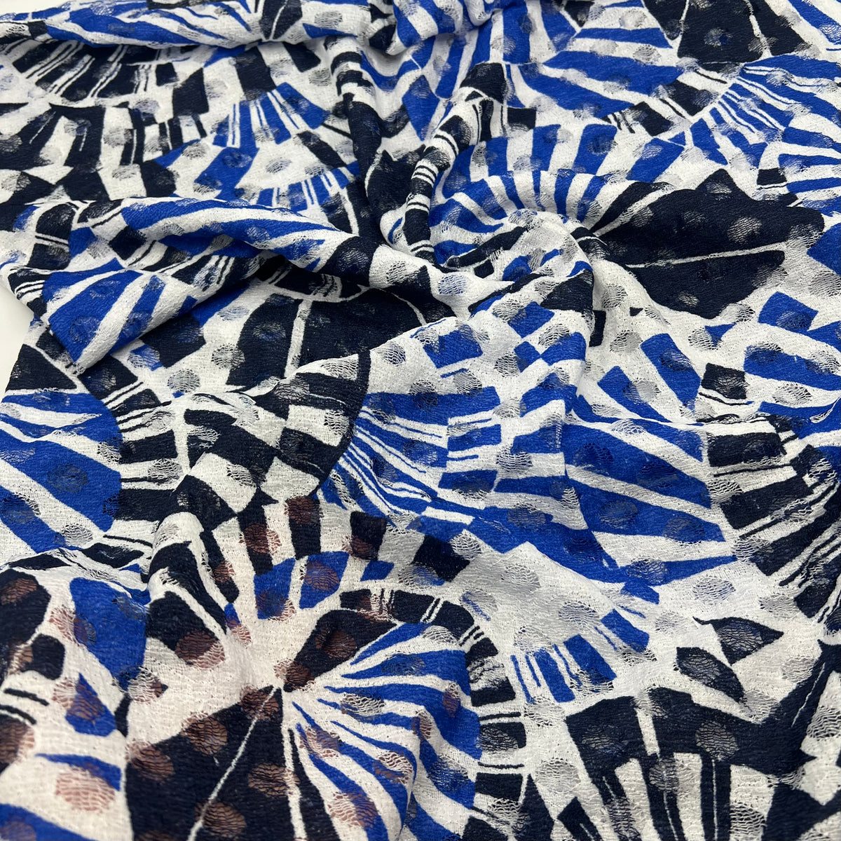 Blue Navy Abstract Lace Fabric Stretch