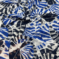 Blue Navy Abstract Lace Fabric Stretch