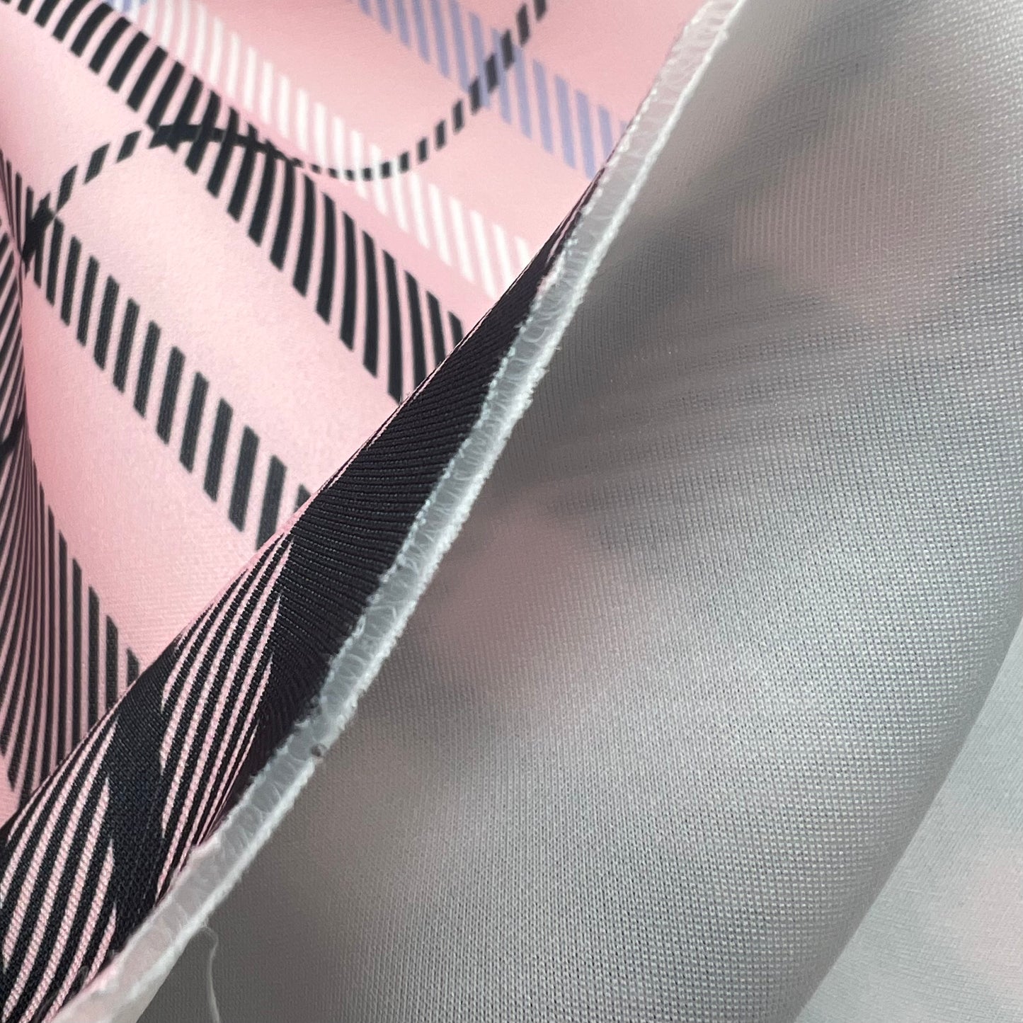 Pink Check Scuba Foam 3D Mono Jersey Fabric 2 Way Stretch