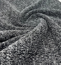 Black Grey Slubbed Knit Textured Stretch Fabric