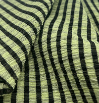 Green Black Gingham Detail Print Lightweight Crinkle Crepe Fabric