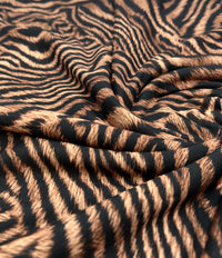 Black Beige Animal Print Spun Poly Stretch Fabric