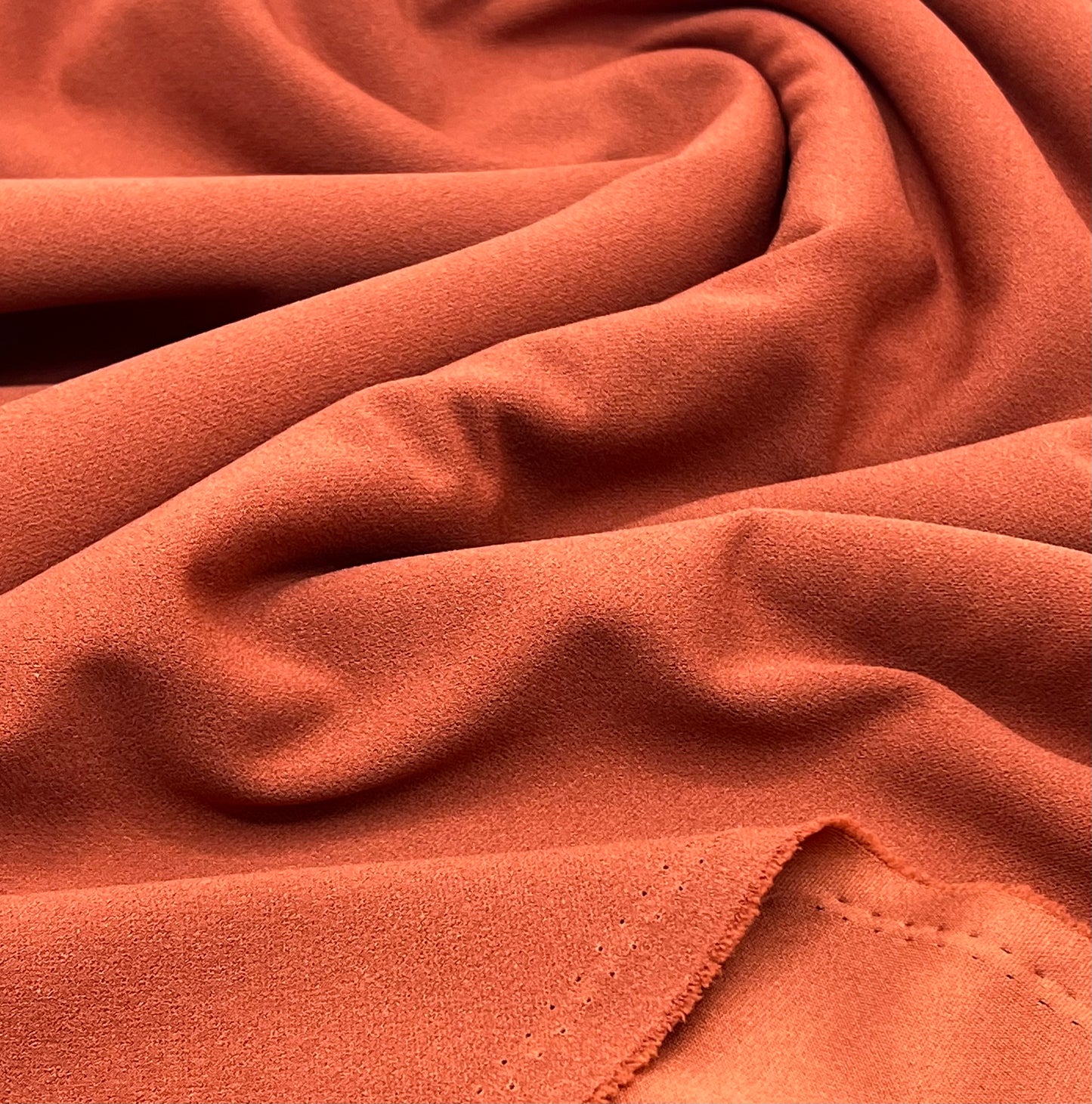 Plain Brown Rust Scuba Crepe Stretch Jersey Fabric 4 Way Stretch