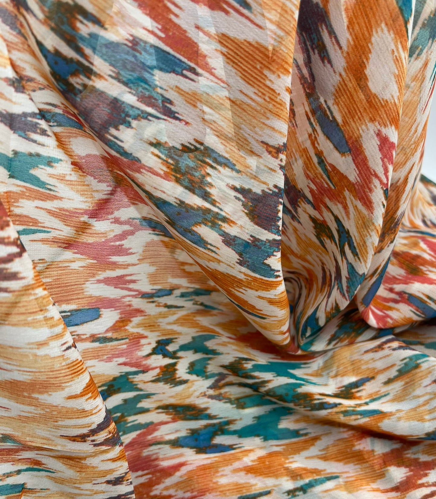 Orange Mix Printed Chiffon Dress Fabric