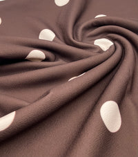 Brown Beige Large Polka Print Liverpool Bullet Stretch Fabric