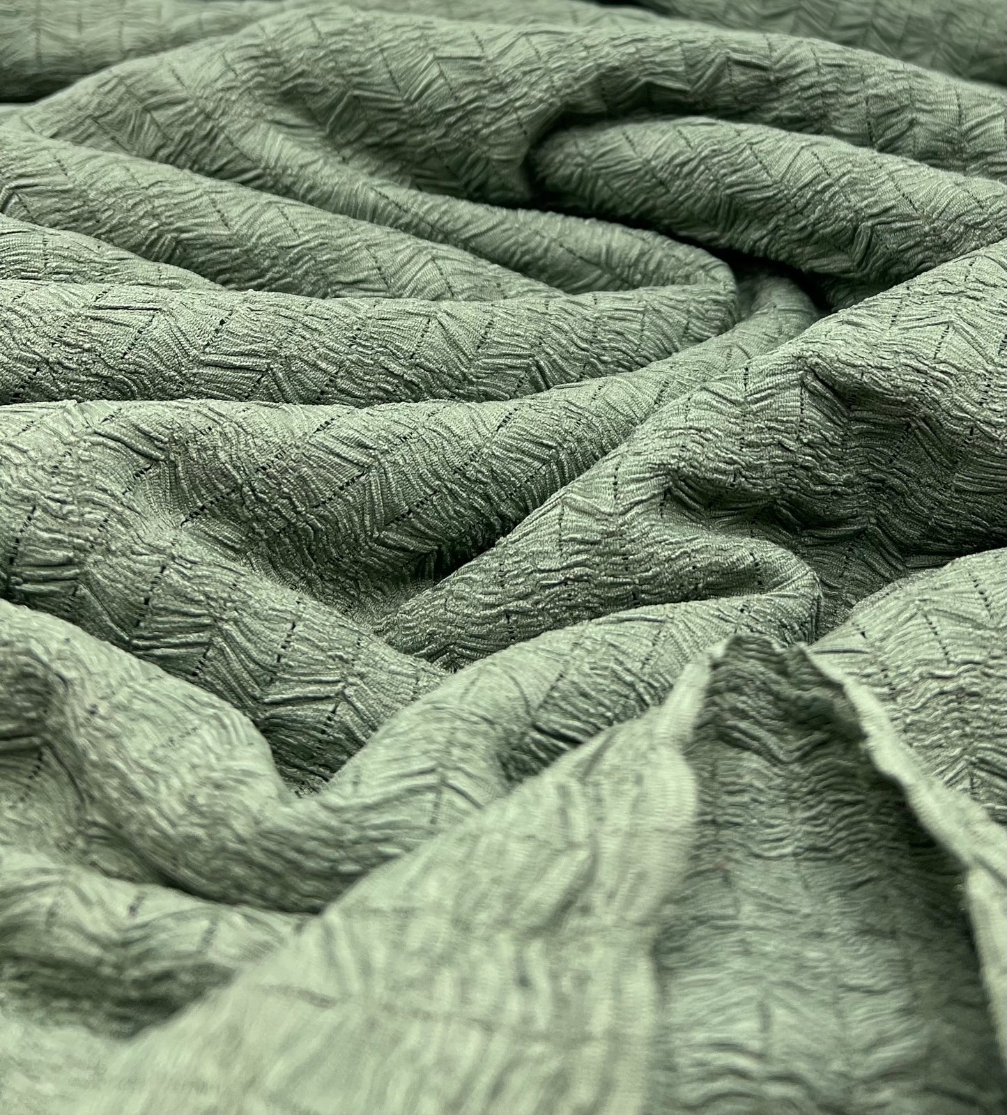 Khaki Green Textured 2 Way Stretch Fabric