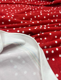 Red Polka Stretch Jersey 220GSM 4 Way Stretch Fabric (Slightly Faulty)