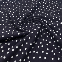 **SALE** Black Polka Spot Cotton Stretch Jersey 200 GSM 95/5 Lycra 4 Way Stretch