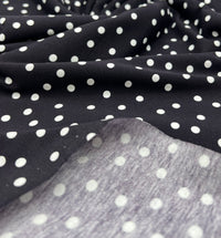 **SALE** Black Polka Spot Cotton Stretch Jersey 200 GSM 95/5 Lycra 4 Way Stretch