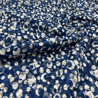 Blue & Cream Abstract Spot Fabric Stretch