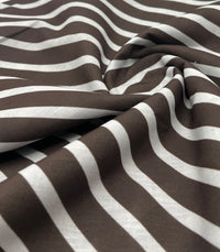 Brown Diagonal Stripe Linen Look Non Stretch Fabric