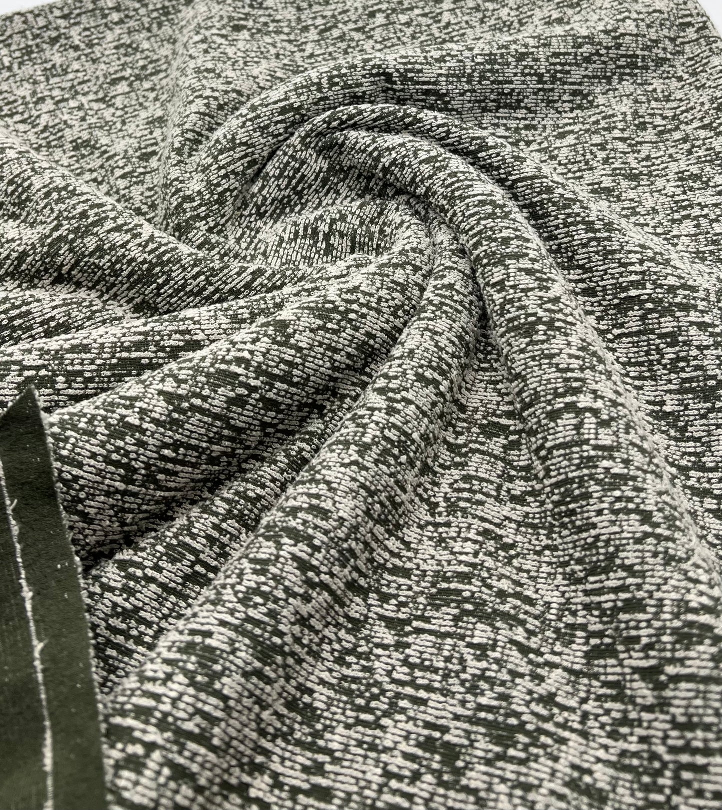 Khaki White Slubbed Knit Textured Stretch Fabric