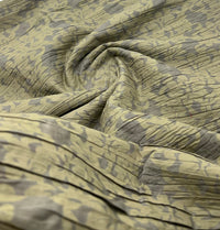 Khaki Floral Crinkled Lightweight Non Stretch Woven Fabric