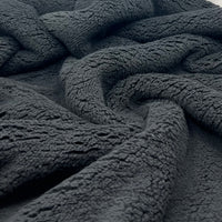 Black Luxury Sherpa Backed Fleece Fluffy Faux Fur Fabric