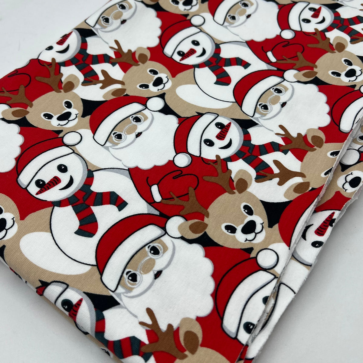 Santa Snow French Terry Loopback Cotton Jersey Lycra 4 Way Stretch
