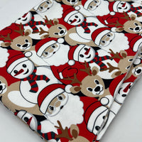 Santa Snow French Terry Loopback Cotton Jersey Lycra 4 Way Stretch