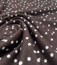 Brown Polka Stretch Jersey 220GSM 4 Way Stretch Fabric