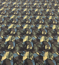 Black Leaves Linen Look Non Stretch Fabric